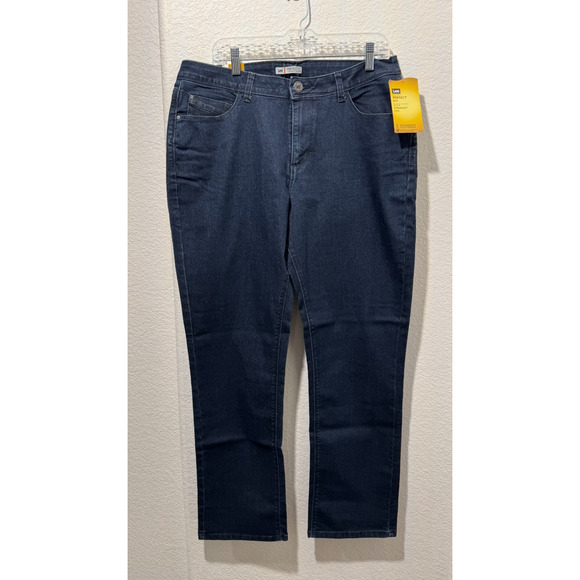 Lee Shapetastic Women Jeans Blue Perfect Fit Straight Sz 18M Stretch Dark Blue - Picture 1 of 10